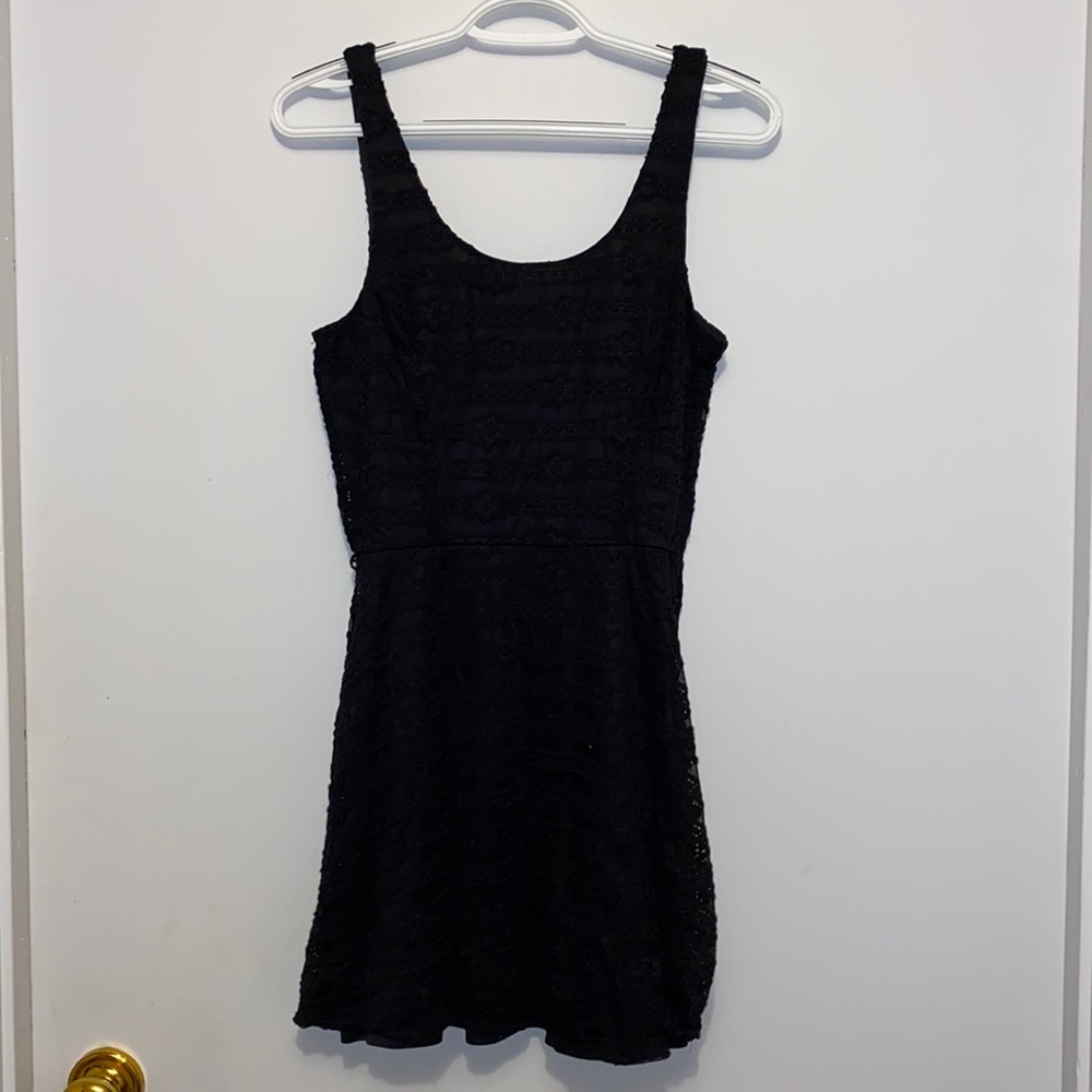 Women’s black laced (lined) dress - Medium